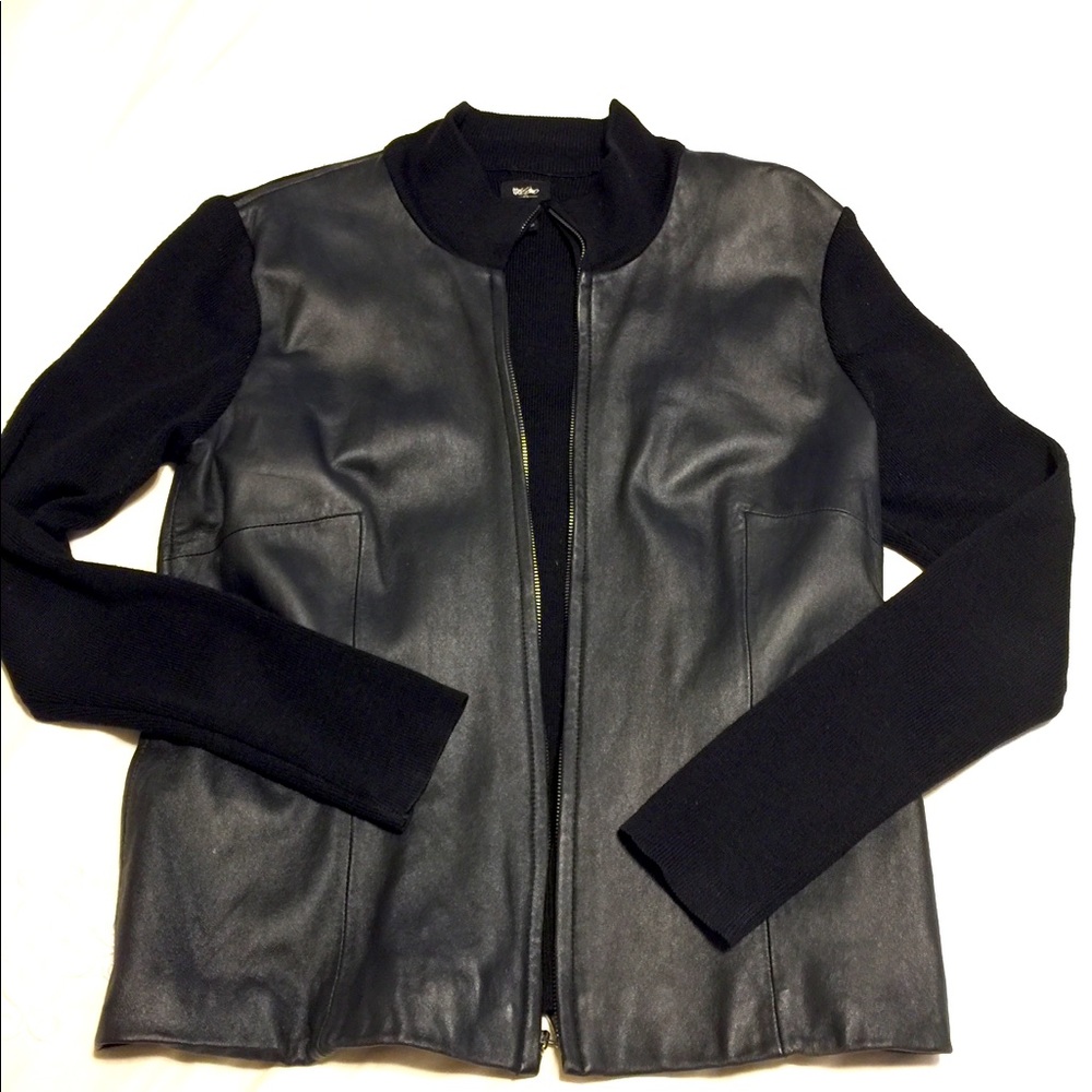 Genuine Leather front sweater jacket size L